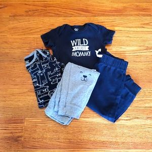 Carter's Bear Onesies & pants Bundle of 4 pieces sz 24 mos